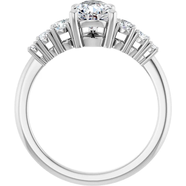 Pear White Gold Multi Stone Accent Style Engagement Ring