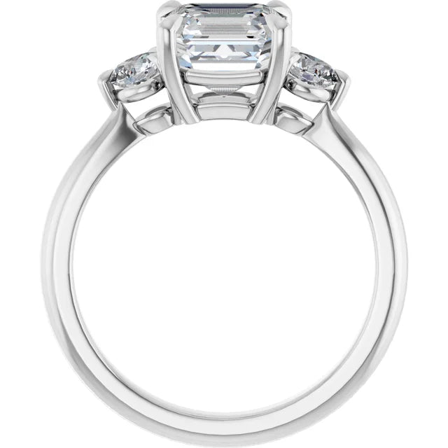 Asscher White Gold Accent Engagement Ring