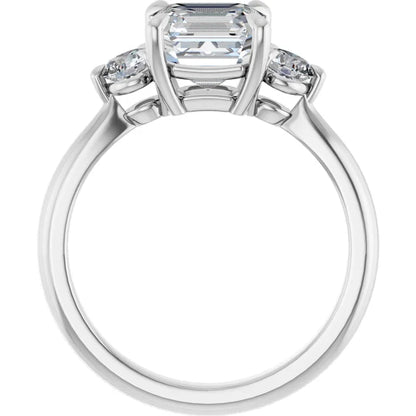 Asscher White Gold Accent Engagement Ring