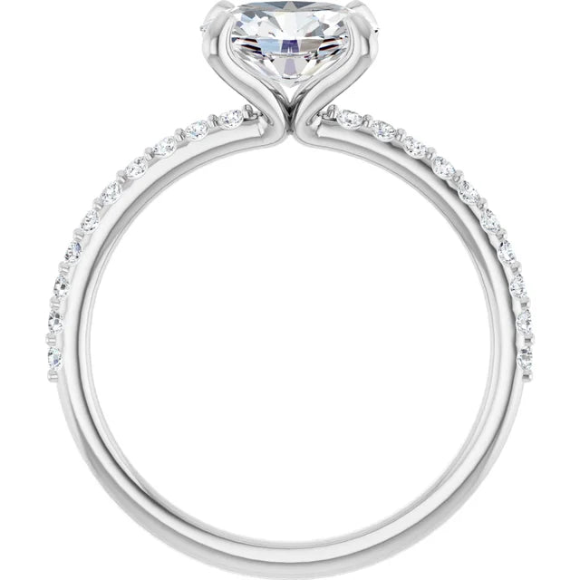 Oval White Gold East West Style Engagement Ring