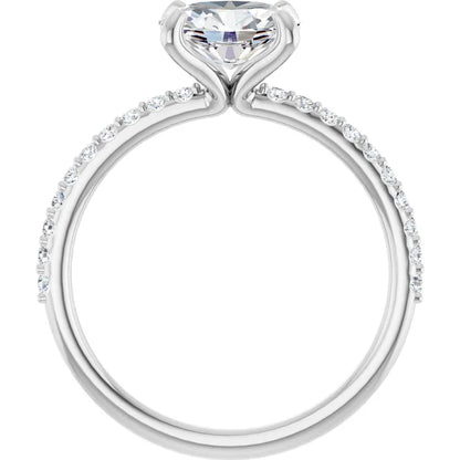 Oval White Gold East West Style Engagement Ring