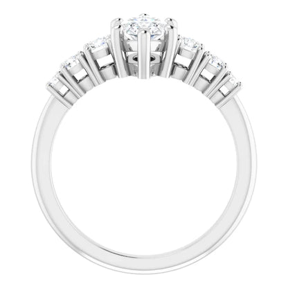 Marquise White Gold Multi Stone Accent Style Engagement Ring