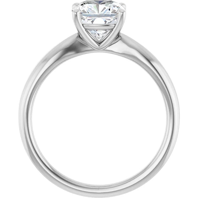 Cushion White Gold Knife Edge Solitaire Engagement Ring