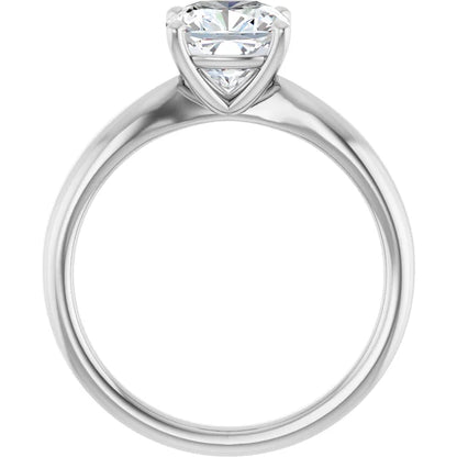 Cushion White Gold Knife Edge Solitaire Engagement Ring