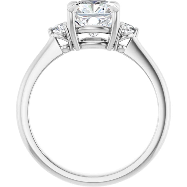Cushion White Gold Accent Engagement Ring