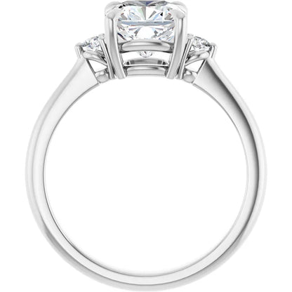 Cushion White Gold Accent Engagement Ring