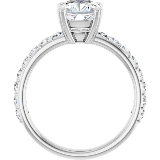 Cushion White Gold Claw Set Style Engagement Ring 