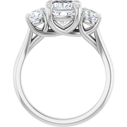 Cushion White Gold Accent Engagement Ring