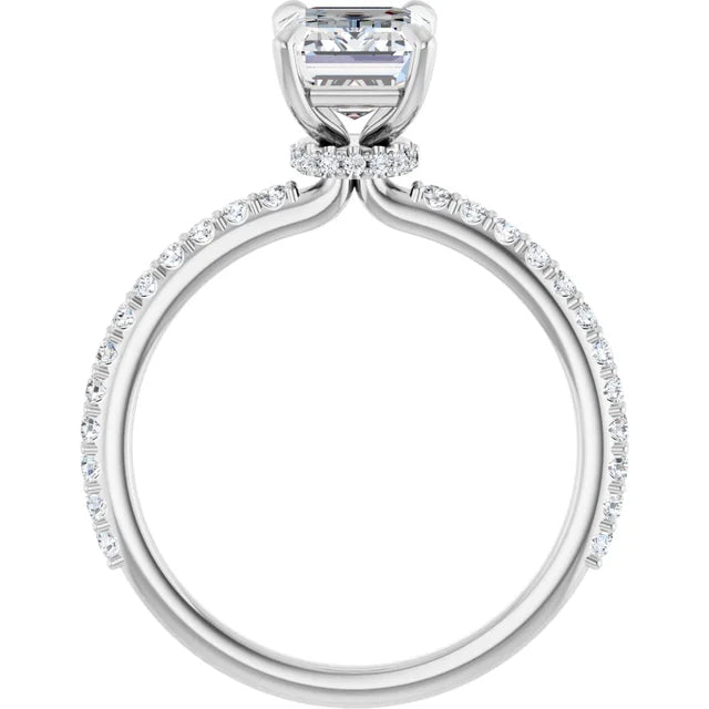 Emerald White Gold Claw Set Style Engagement Ring 