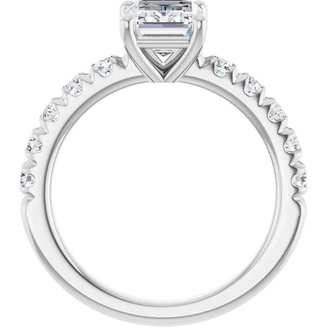 Emerald White Gold Four Claw Set Style Engagement Ring