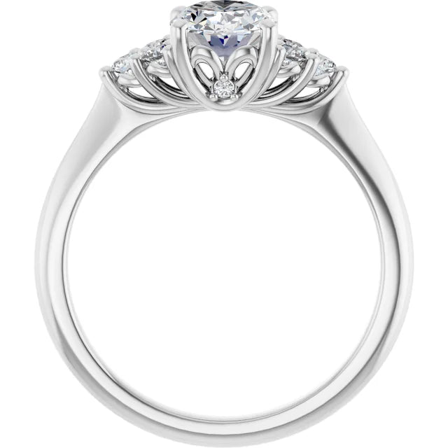 Oval White Gold Antique Inspired Design Engagement Ring