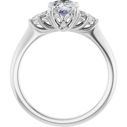 Oval White Gold Antique Inspired Design Engagement Ring