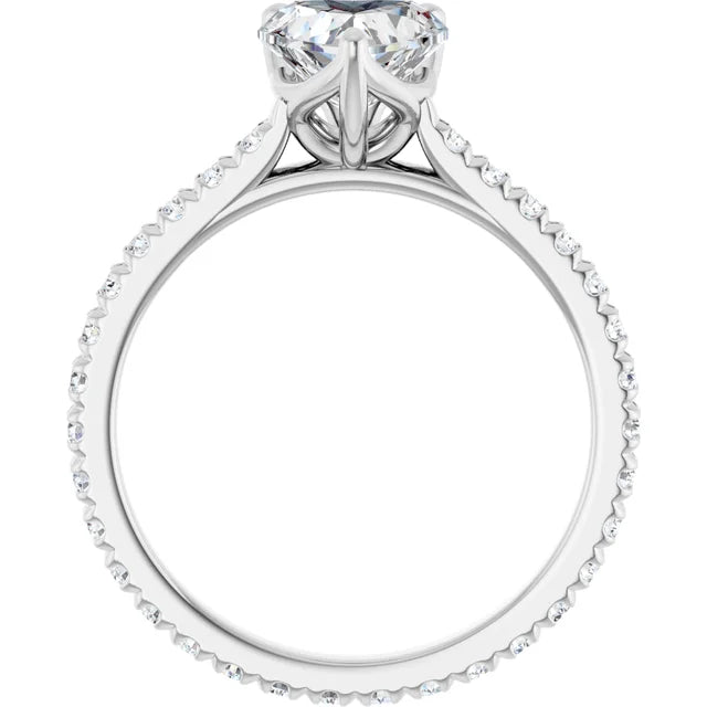 Heart White Gold Claw Set Eternity Style Engagement Ring