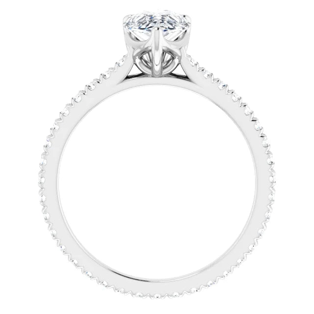 Pear White Gold Claw Set Eternity Style Engagement Ring