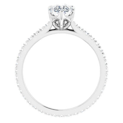 Pear White Gold Claw Set Eternity Style Engagement Ring