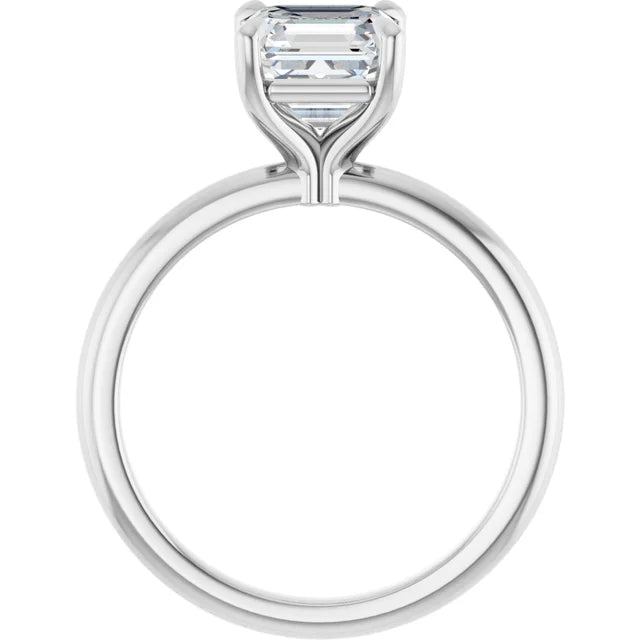 Asscher White Gold Solitaire Engagement Ring