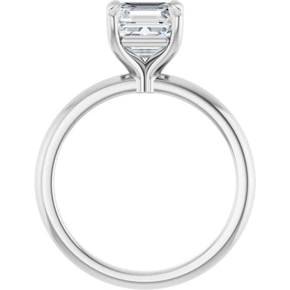 Asscher White Gold Solitaire Engagement Ring