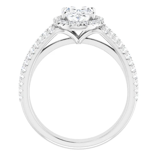 Oval White Gold Halo Style Engagement Ring