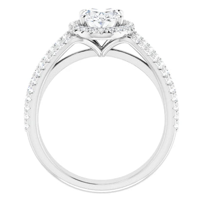 Oval White Gold Halo Style Engagement Ring