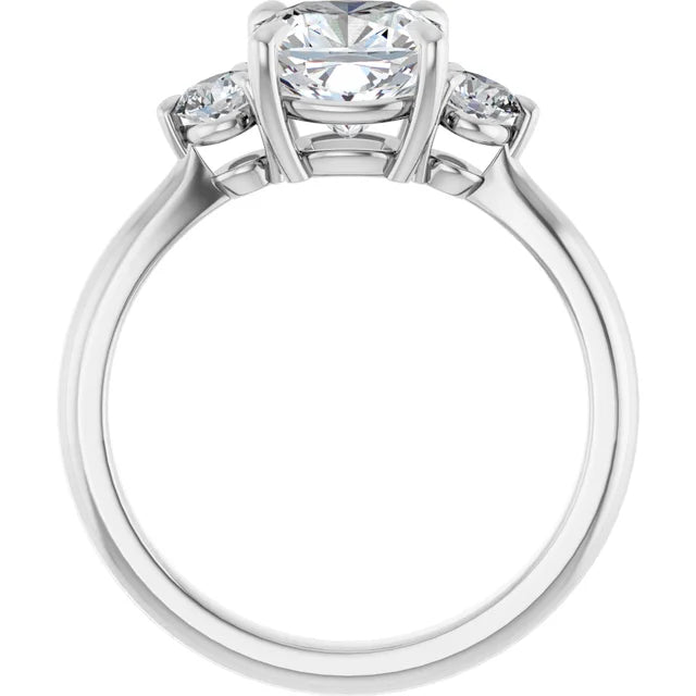 Cushion White Gold Accent Engagement Ring