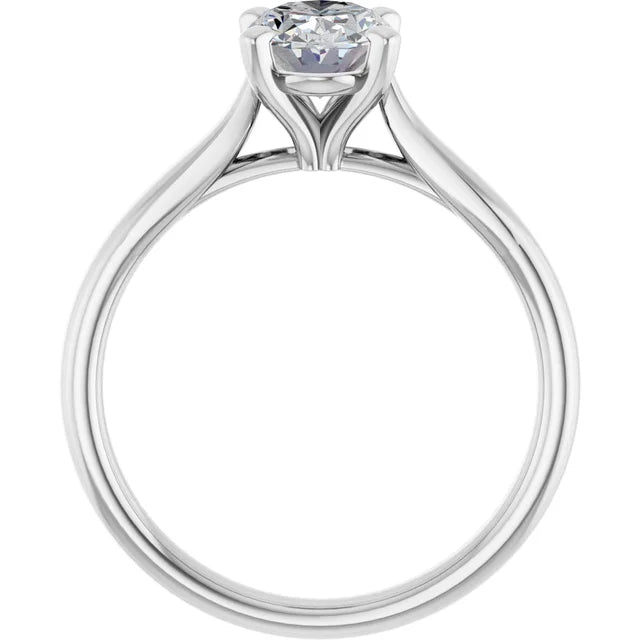 Four Claw White Gold Oval Solitaire Engagement Ring