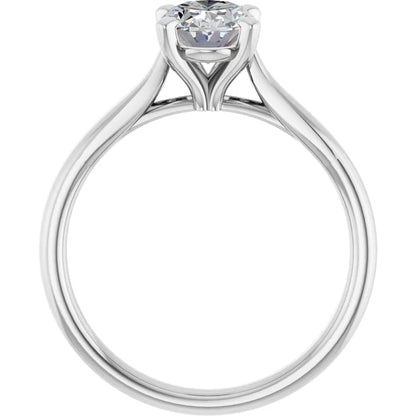 Four Claw White Gold Oval Solitaire Engagement Ring