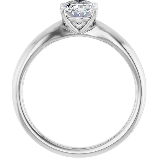 Oval White Gold Knife Edge Solitaire Engagement Ring