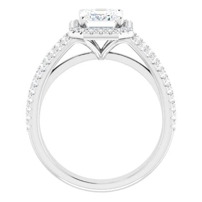 Emerald White Gold Halo Style Engagement Ring