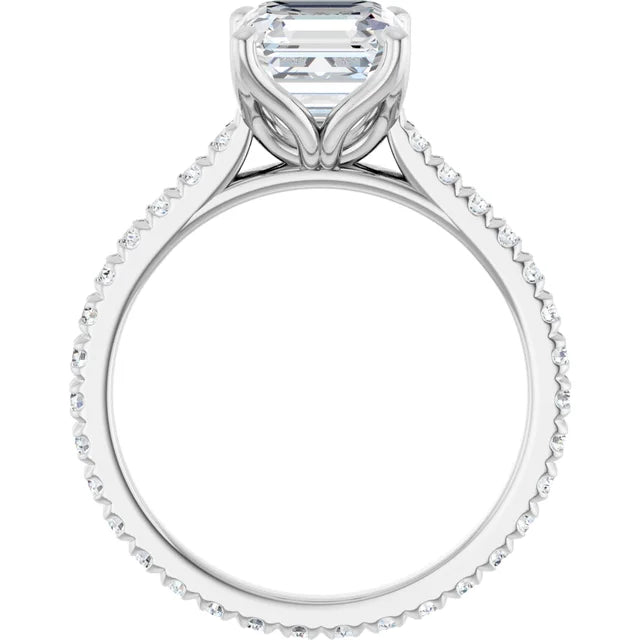 Asscher White Gold Claw Set Eternity Style Engagement Ring