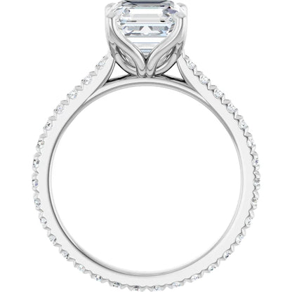 Asscher White Gold Claw Set Eternity Style Engagement Ring
