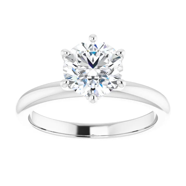 Round Brilliant Cut White Gold Low Hidden Halo Solitaire Engagement Ring