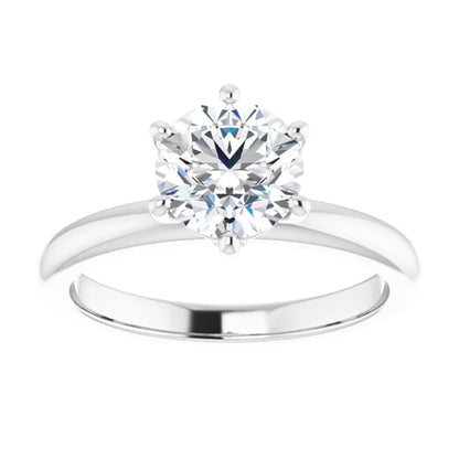Round Brilliant Cut White Gold Low Hidden Halo Solitaire Engagement Ring