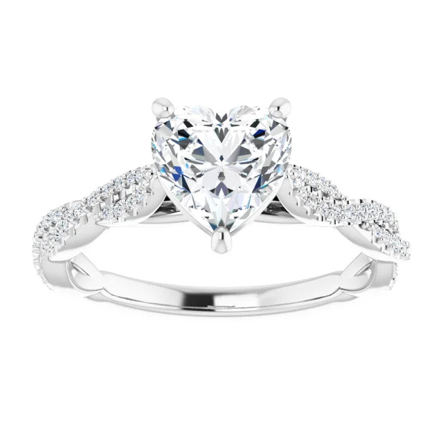 Heart White Gold Twist Style Engagement Ring