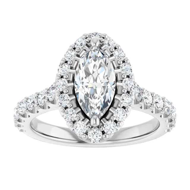 Marquise Halo White Gold Style Engagement Ring