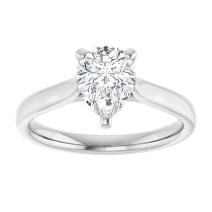 Three Claw White Gold Pear Solitaire Engagement Ring
