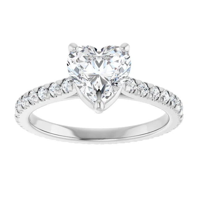 Heart White Gold Claw Set Eternity Style Engagement Ring