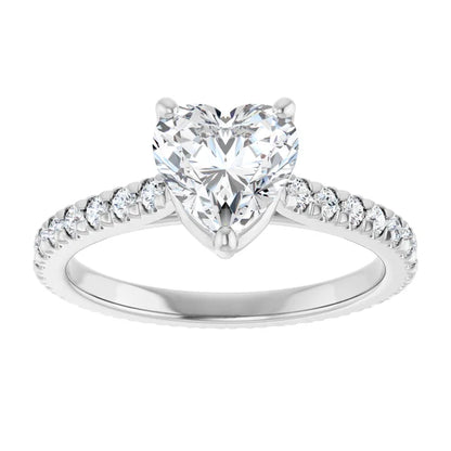 Heart White Gold Claw Set Eternity Style Engagement Ring