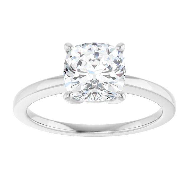 Cushion White Gold Solitaire Style Engagement Ring