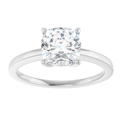 Cushion White Gold Solitaire Style Engagement Ring