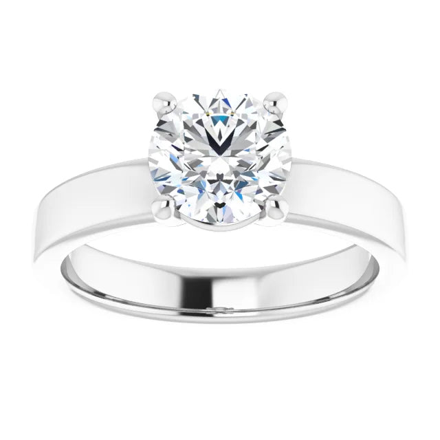 Round Brilliant White Gold Wide Band Solitaire Engagement Ring