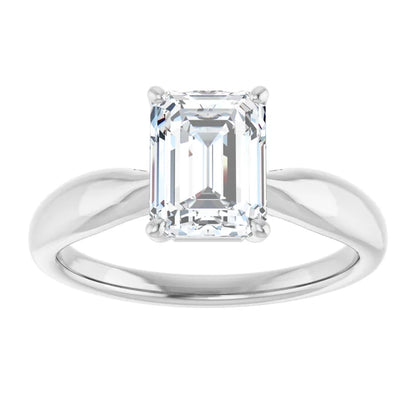 Emerald White Gold Knife Edge Solitaire Engagement Ring