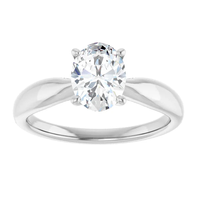 Oval White Gold Knife Edge Solitaire Engagement Ring