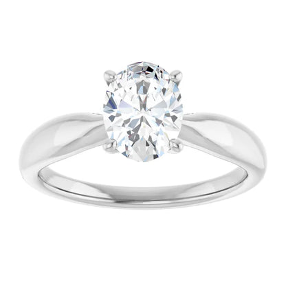 Oval White Gold Knife Edge Solitaire Engagement Ring