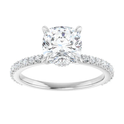 Cushion White Gold Claw Set Style Engagement Ring 