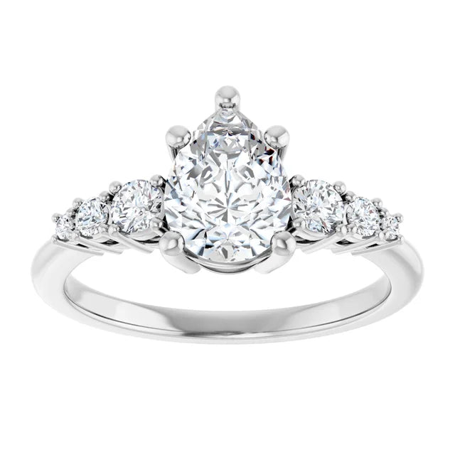Pear White Gold Multi Stone Accent Style Engagement Ring