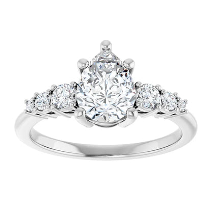 Pear White Gold Multi Stone Accent Style Engagement Ring