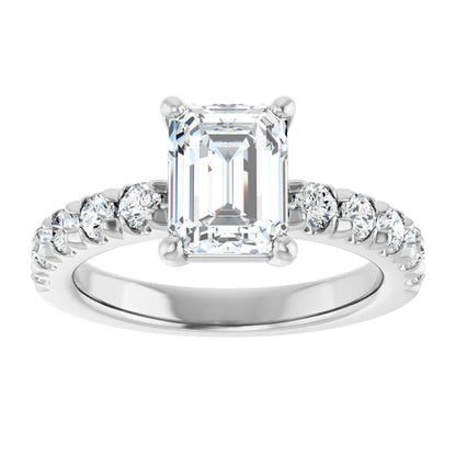 Emerald White Gold Four Claw Set Style Engagement Ring