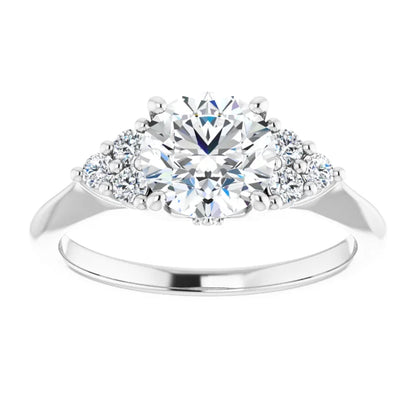Round Brilliant White Gold Antique Inspired Design Engagement Ring