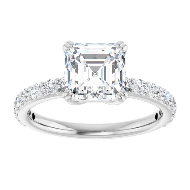 Asscher White Gold Claw Set Style Engagement Ring