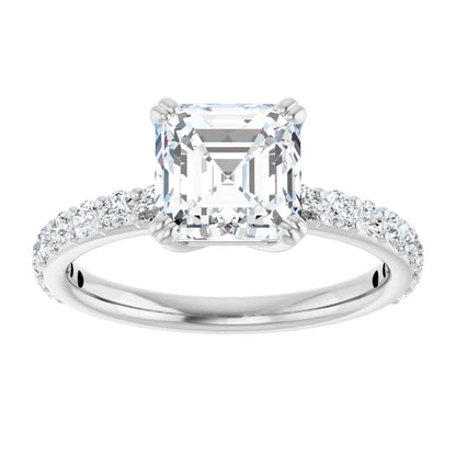 Asscher White Gold Claw Set Style Engagement Ring